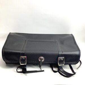 Hopnel Leather Tie‎ on Bag Motorcycle Black Straps 19"x 11" x 5" Biker